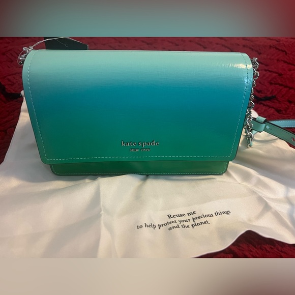NWT Kate Spade Morgan Green Ombre Flap Chain Wallet Crossbody Handbag - Picture 2 of 12